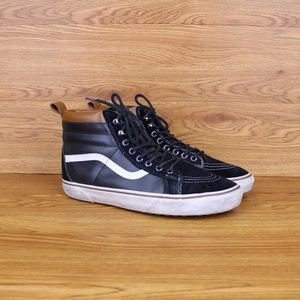 Vans Sk8 Hi Black Leather Faux Fur Sneakers